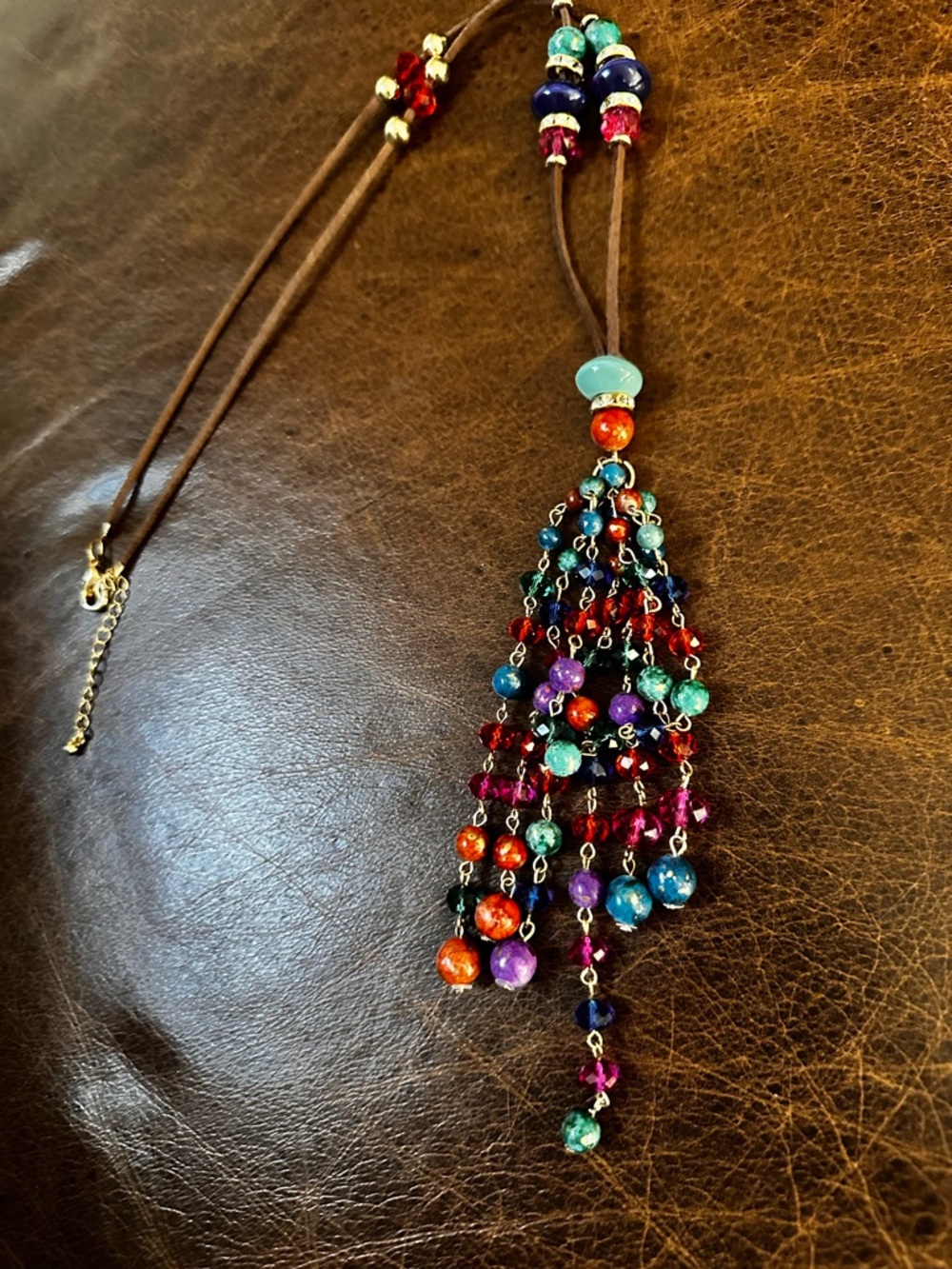 Multi color Beaded Tassel Necklace Pendant